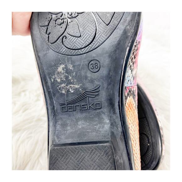 Dansko Olivia 38 8 Pink Women's Embossed Snakeskin Slip On Leather Ballet Flats - Picture 12 of 14